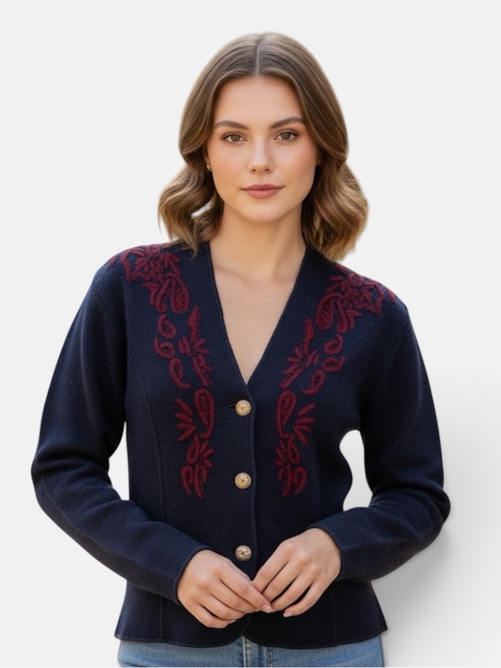 Vintage Doncaster Boiled Wool Cropped Cardigan Sweater Size M